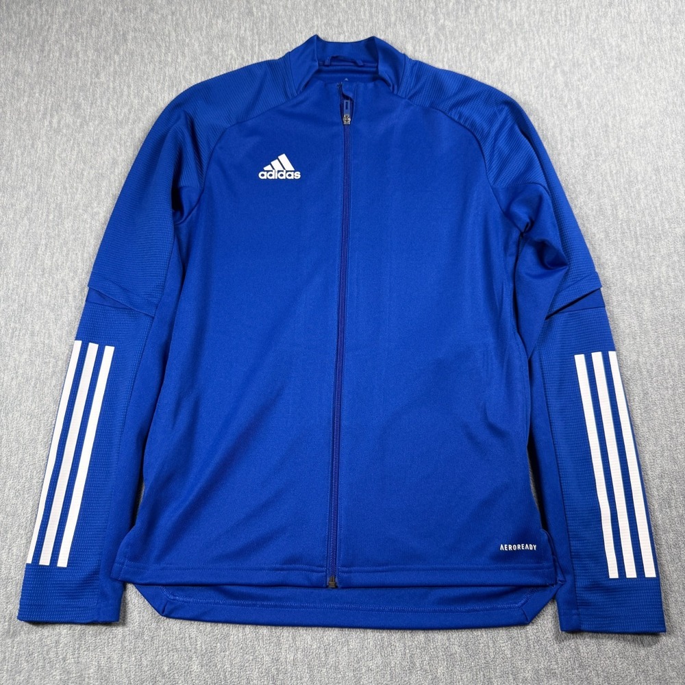 Adidas Jacket Mens S Blue Aeroready 3-Stripes Soccer Training Full Zip Track Top
